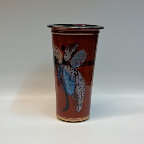Click to view detail for #240104 Vase Red, Blue, Teal 9.5x5.5 $28